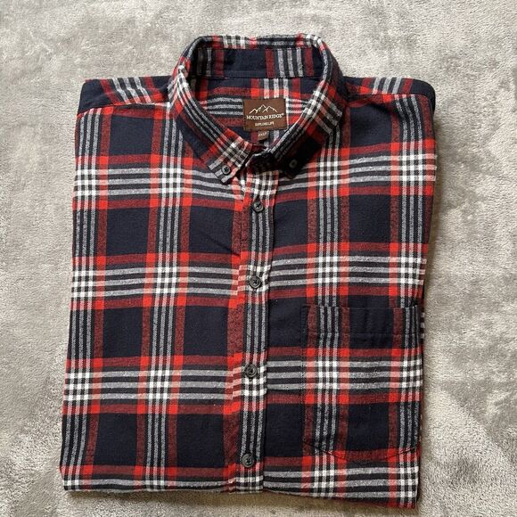 Mountain Ridge Top Men's 2XLT Red Plaid Long Sleeve Flannel Outdoor Grandpacore - Picture 6 of 9